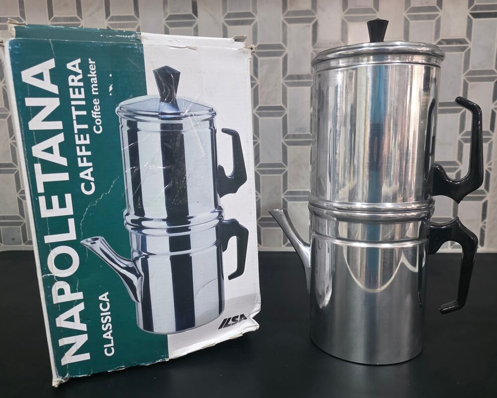 Ilsa Napoletana Coffee Maker 12 Cup Aluminum Italian Flip Pot